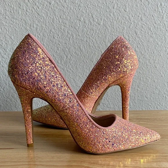 Qupid Womens Pink Glitter Heels - Picture 4 of 13